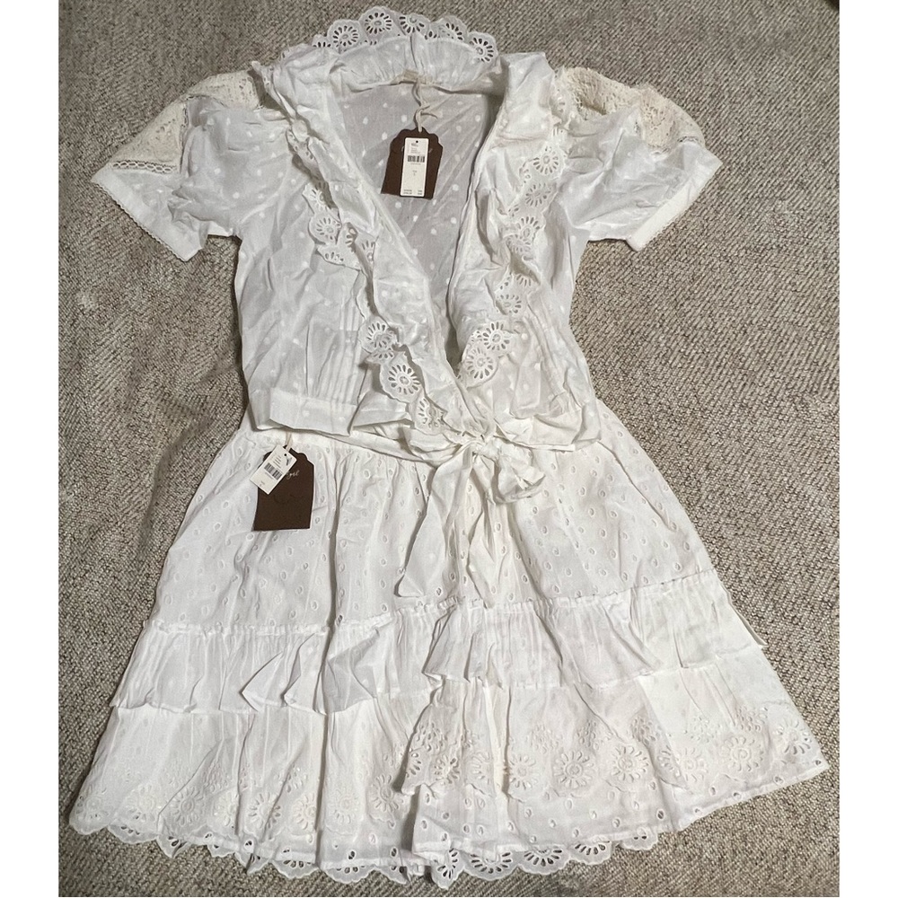 Anthropologie Lacey Ruffled Mini Skirt and Wrap Blouse Set of Two - NWT L, M - Picture 9 of 12